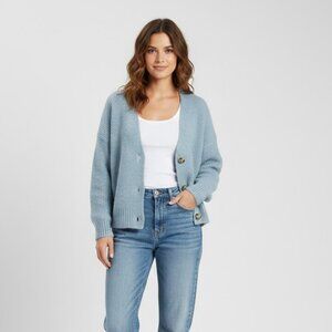 GAP Chunky Knit V-Neck Cardigan Sweater | Soft Cozy Button Front | M